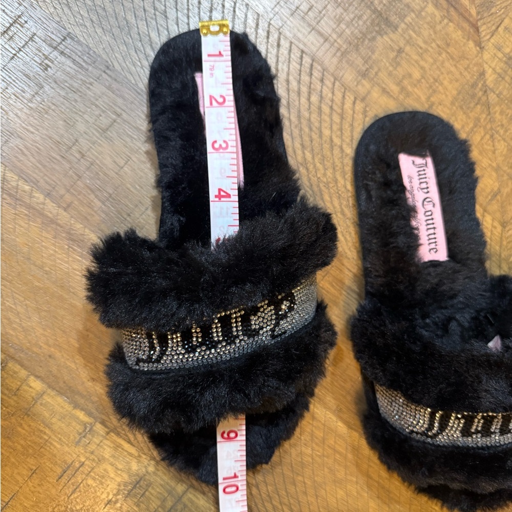 Juicy Couture “Halo” Black Faux Fur Rhinestone Detail Statement Loungewear Sz 6 - Picture 6 of 10